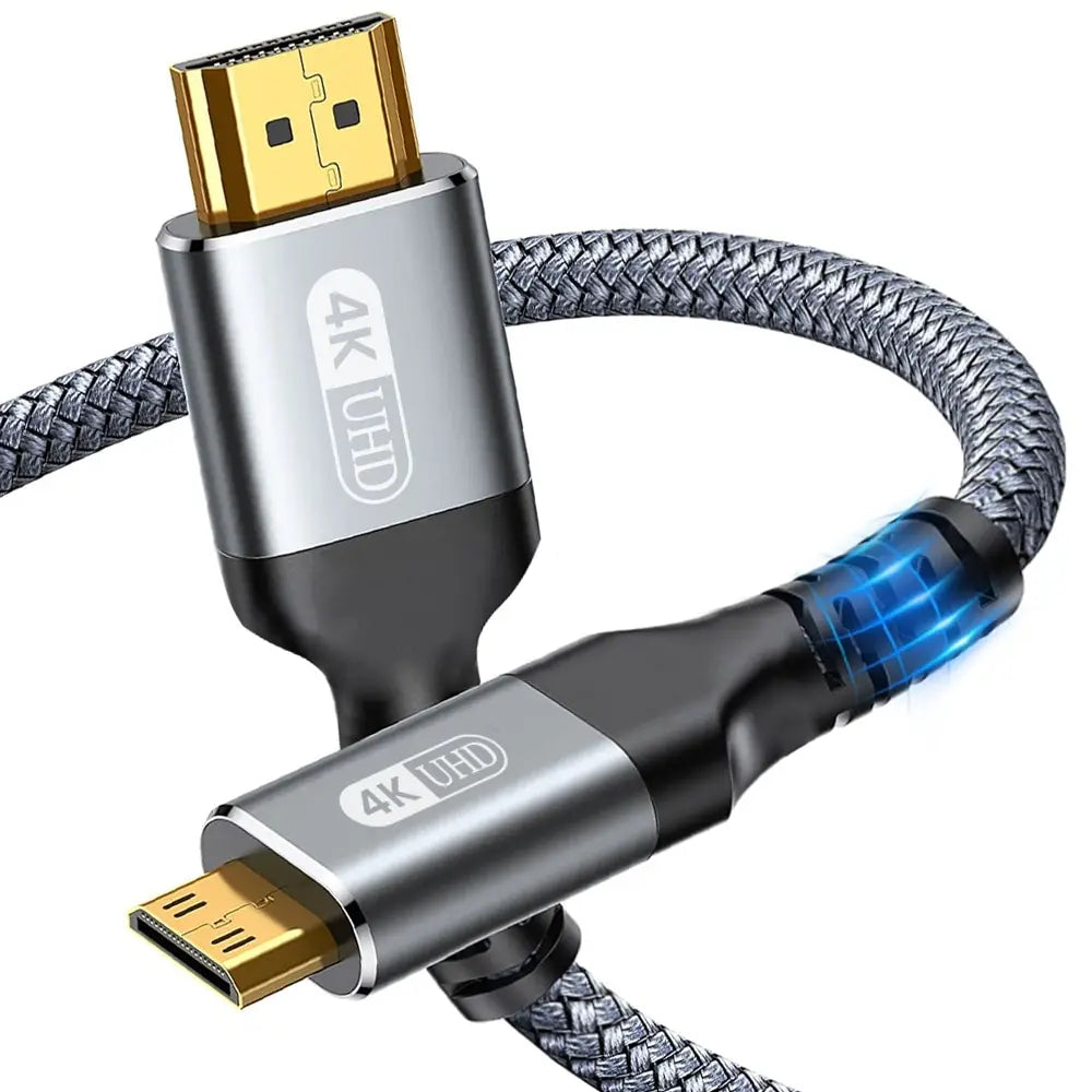 4K 60Hz Mini HDMI to HDMI Cable HD High-Speed Braided Hdmi-Compatible Cable Bi-Directional 2.0Cord for HDTV Tablet Camera