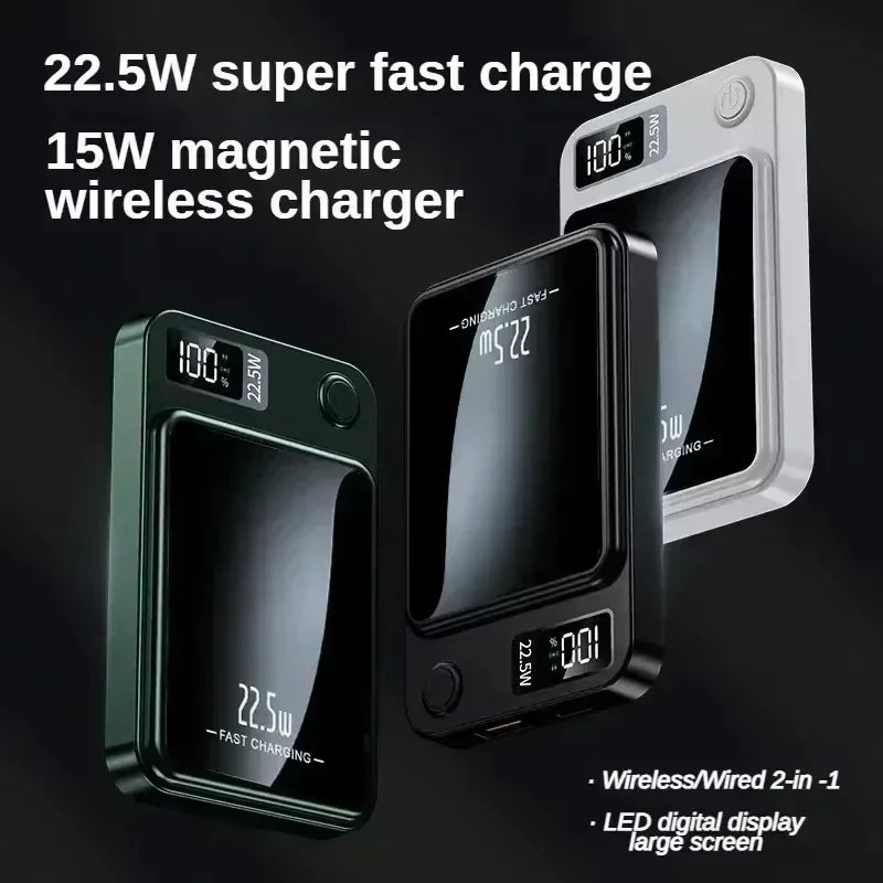 100000Mah Magnetic Power Bank Wireless Fast Charger for Magsafe Portable Auxiliary Battery Pack for Iphone Huawei Samsung 2025